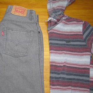 Vans Long Sleeve Hooded Shirt Size Medium